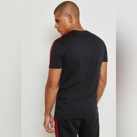 Adidas Manchester United Black Red Stripe T-Shirt Boy’s L Soccer Fútbol England - Picture 5 of 12